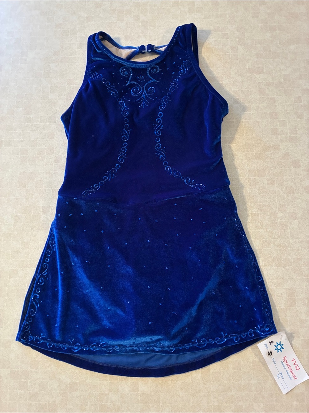 TVSJ Deep Royal Blue Velvet Skater/Dance Dress with Sparkle Accents